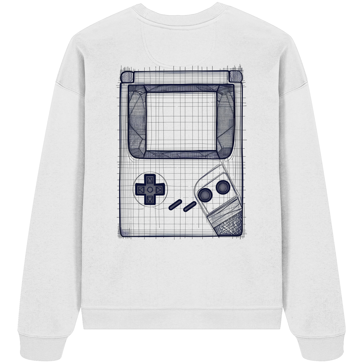 The Blueprint Handheld – Premium Bio-Sweatshirt | Backprint Edition - Organic Oversize Sweatshirt