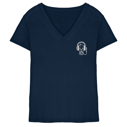 "Sound On" Mono Organic V-Neck Shirt – Damen Gaming Tee - Ladies V-Neck Shirt